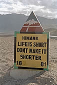 Ladakh - warning signs on the mountain roads 